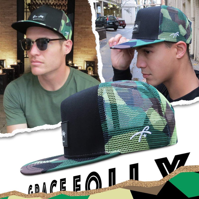 Grace Folly Trucker Hat for Men & Women. Snapback Mesh Caps (US, Alpha, One Size, One Size, Modern Camo) - Image 2
